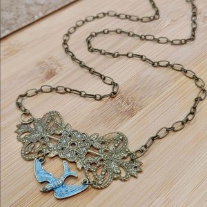 Bird Necklace Handmade Vintage Repurposed Unique